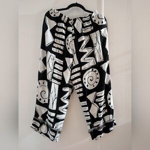 Abstract Black and White Women's Trousers